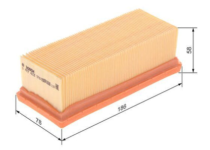 BOSCH 1457433078 Air Filter 186mm Length Insert 58.3mm Height For Nissan Renault