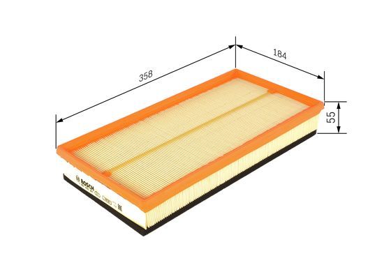 BOSCH 1457433081 Air Filter 358mm Length Insert Fits Audi Seat Skoda VW