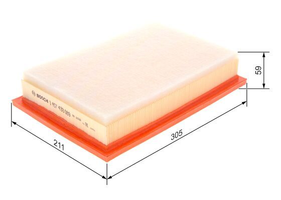 BOSCH 1457433089 Air Filter 305mm Insert For Ford Galaxy Seat Alhambra VW Sharan