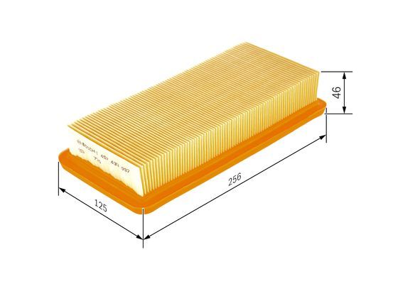 BOSCH 1457433097 Air Filter 255mm Length Insert Fits Hyundai Getz Nissan Patrol