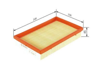 BOSCH 1457433153 Air Filter 246mm Length Insert Fits Opel Suzuki Vauxhall