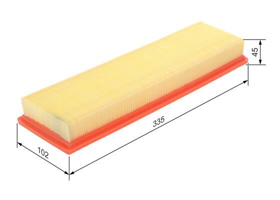 BOSCH 1457433158 Air Filter 335mm Length Insert 45mm Height Fits Citroën Peugeot
