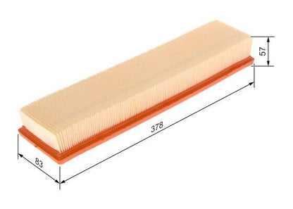 BOSCH 1457433163 Air Filter 378mm Length Insert Fits Dacia Nissan Renault