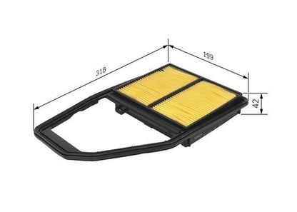 BOSCH 1457433322 Air Filter 317.5mm Length Insert Fits Honda Civic FR-V Stream