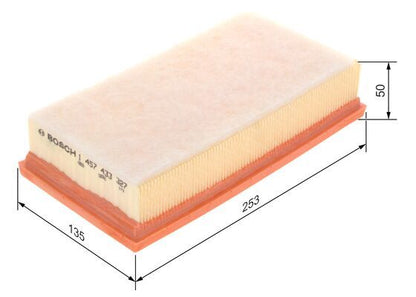 BOSCH 1457433327 Air Filter 253mm Length Insert Fits Citroën Fiat Mini Peugeot