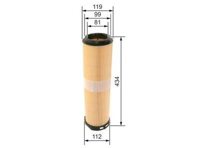 BOSCH 1457433333 Air Filter 119mm Ø Insert Fits Mercedes-Benz E-Class S-Class