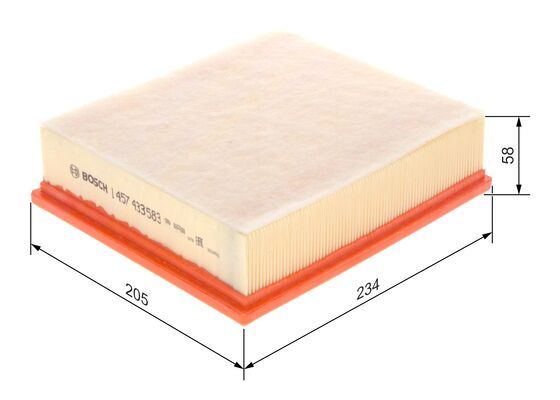 BOSCH 1457433583 Air Filter 233.5mm Length Insert 62.5mm Height Fits Ford Volvo