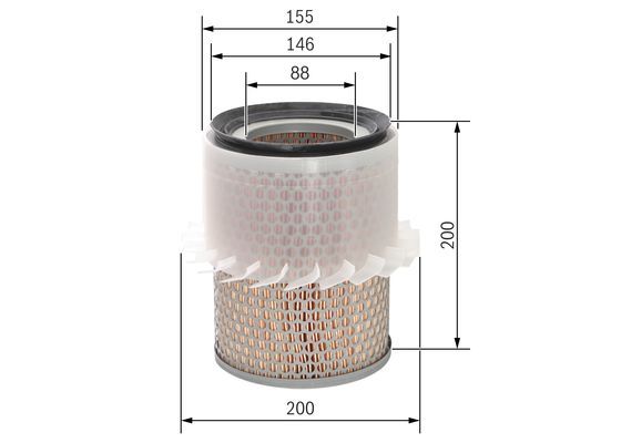 BOSCH 1987429186 Air Filter 154.8mm Outer Ø Insert 200mm Height Fits Mitsubishi