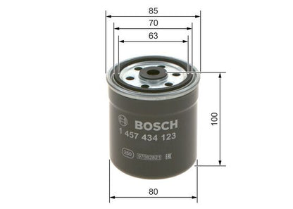BOSCH 1457434123 Fuel Filter Spin-On 80.2mm Diameter Fits Mercedes-Benz Puch