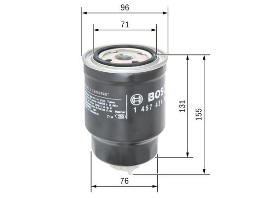 BOSCH 1457434439 Fuel Filter Spin-On 88.2mm Ø 156mm Height Fits Ford Nissan