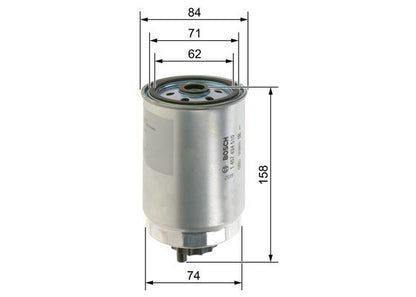 BOSCH 1457434510 Fuel Filter Spin-On 73.7mm Ø 158mm Height Fits Hyundai Kia