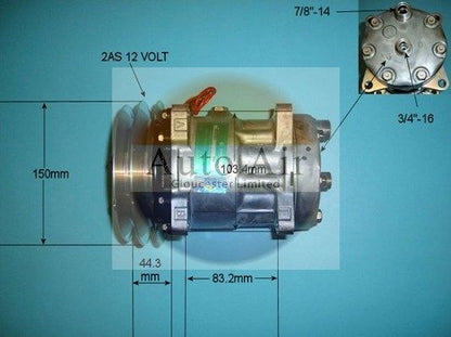 AUTO AIR 14-8091 Air Conditioning Compressor A/C Air Con Replacement 12V Voltage