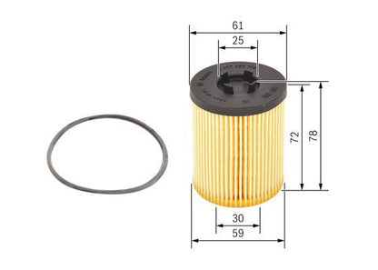 BOSCH 1457429178 Oil Filter 61mm Outer Diameter Insert Fits Opel Vauxhall