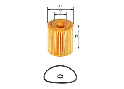 BOSCH 1457429257 Oil Filter 62mm Outer Diameter Insert With Seals For Ford Mazda