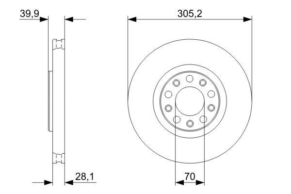 BOSCH 0986479293 Brake Disc Front Vented 305mm Outer Ø Fits Alfa Romeo 159 Brera