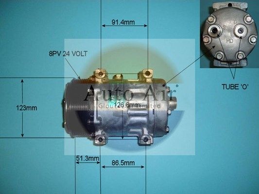 Auto Air 14-8090 A/C Air Con Compressor Air Conditioning 24V Voltage Fits IVECO