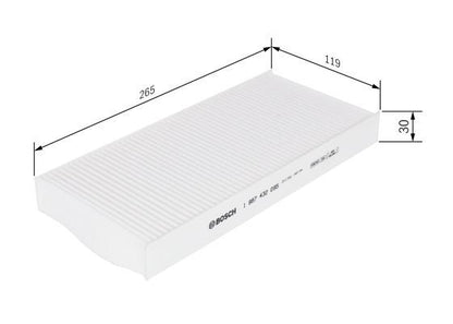 BOSCH 1987432095 Cabin Air Filter 265mm Length Particulate Fits Renault Twingo