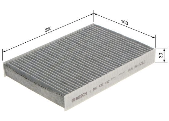 BOSCH 1987432197 Cabin Air Filter 230mm Activated Carbon Fits Nissan Renault