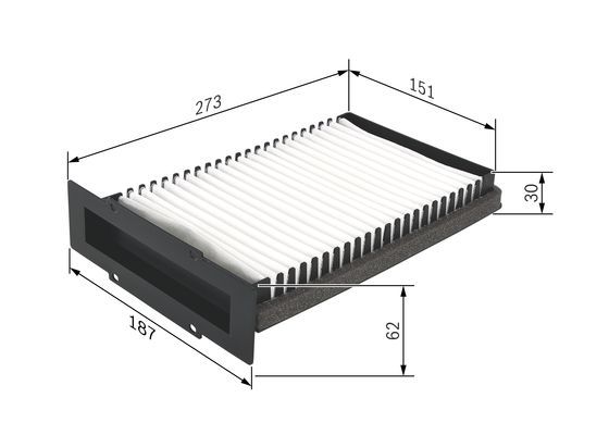 BOSCH 1987432210 Cabin Air Filter 273mm Particulate Fits Land Rover Freelander