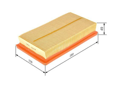 BOSCH 1457433155 Air Filter 280mm Length Insert 49mm Height Fits Fiat Stilo
