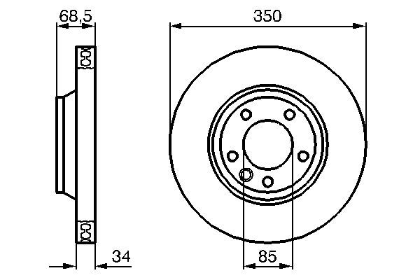 BOSCH 0986479249 Brake Disc Front Left Fits Audi Q7 Porsche Cayenne VW Touareg