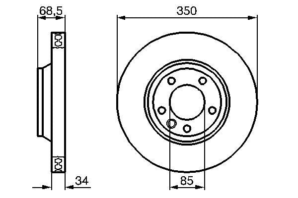 BOSCH 0986479251 Brake Disc Front Right Fits Audi Q7 Porsche Cayenne VW Touareg