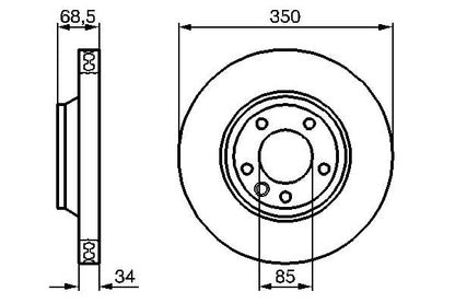 BOSCH 0986479251 Brake Disc Front Right Fits Audi Q7 Porsche Cayenne VW Touareg