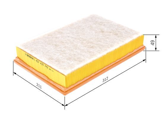 BOSCH 1457433742 Air Filter 311.5mm Fits Ford Galaxy Seat Alhambra VW Sharan