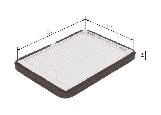 BOSCH 1987432061 Cabin Air Filter 238mm Length Particulate Fits Renault Megane