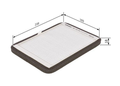 BOSCH 1987432061 Cabin Air Filter 238mm Length Particulate Fits Renault Megane