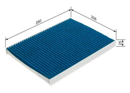 BOSCH 0986628563 Cabin Air Filter 280mm Activated Carbon Fits Audi Seat Skoda VW