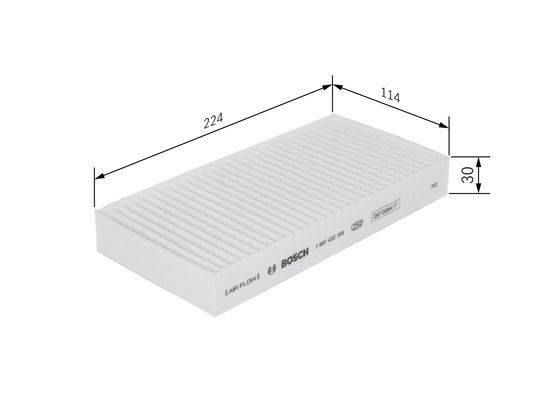 BOSCH 1987432184 Cabin Air Filter 224mm Particulate Fits Chrysler PT Cruiser