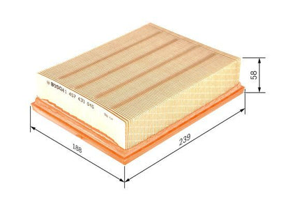 BOSCH 1457433045 Air Filter 239mm Length Insert Fits Opel Vectra Vauxhall Vectra