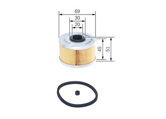 BOSCH 1457429657 Fuel Filter Insert 70mm Ø 51.5mm Height Fits Dacia Renault