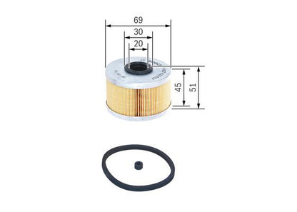 BOSCH 1457429657 Fuel Filter Insert 70mm Ø 51.5mm Height Fits Dacia Renault