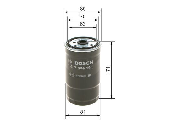 BOSCH 1457434198 Fuel Filter Spin-On 80.5mm Diameter For Alfa Romeo Fiat Hyundai