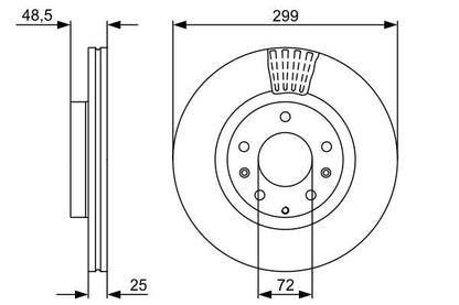 BOSCH 0986479542 Brake Disc Front Vented 299mm Outer Ø Fits Mazda Mazda6