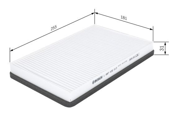 BOSCH 1987432013 Cabin Air Filter 255mm Length Particulate Fits VW Passat