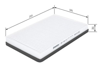 BOSCH 1987432013 Cabin Air Filter 255mm Length Particulate Fits VW Passat