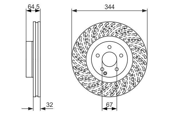 BOSCH 0986479764 Brake Disc Front Perforated Vented For Mercedes C-Class E-Class