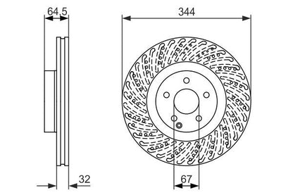 BOSCH 0986479764 Brake Disc Front Perforated Vented For Mercedes C-Class E-Class
