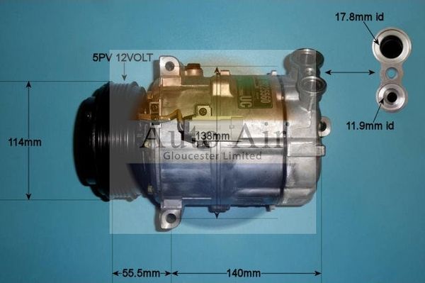 AUTO AIR 14-0334 Air Compressor A/C Air Conditioning Fits Alfa Romeo Fiat Saab