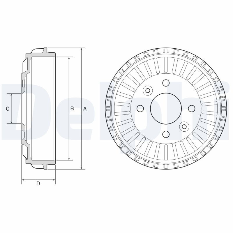 DELPHI BF594 Brake Drum Rear Fits Dacia Sandero Renault Clio Twingo Smart Fortwo