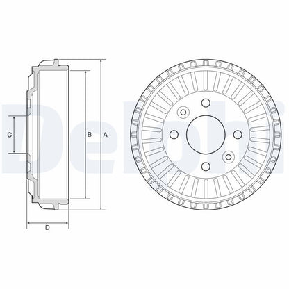 DELPHI BF594 Brake Drum Rear Fits Dacia Sandero Renault Clio Twingo Smart Fortwo