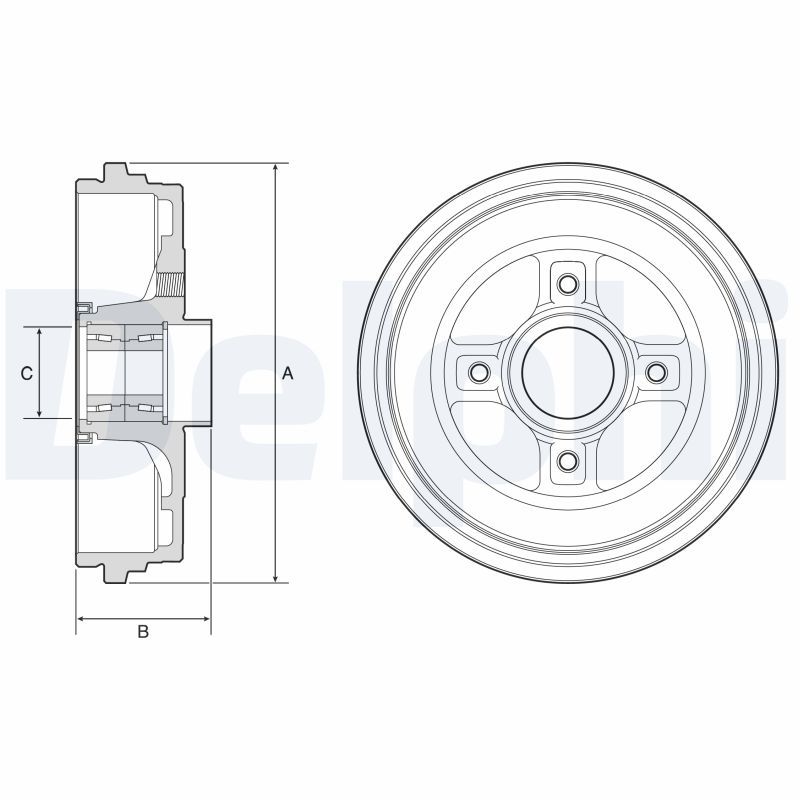 Brake Drum Rear With ABS Sensor Ring With Bearing For Renault Clio DELPHI BFR626
