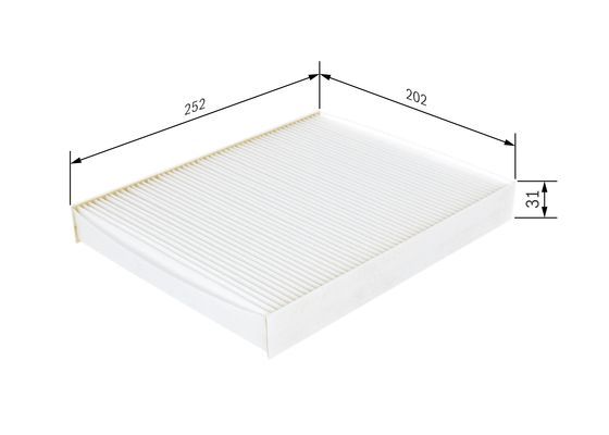 BOSCH 1987432240 Cabin Air Filter 252mm Length Particulate Fits Hyundai ix55