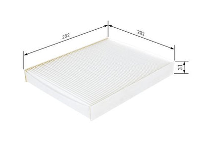 BOSCH 1987432240 Cabin Air Filter 252mm Length Particulate Fits Hyundai ix55