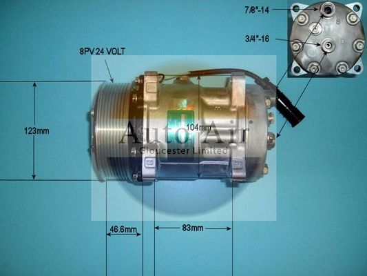 AUTO AIR 14-0043 Air Conditioning Compressor A/C Air Con Replacement 24V Voltage