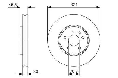 BOSCH 0986479667 Brake Disc Front Vented 321mm Outer Ø Fits Opel Vauxhall