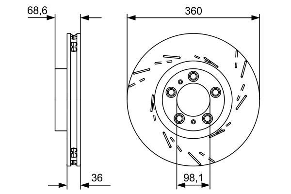 BOSCH 0986479D23 Brake Disc Front Right O/S Driver Side Fits Porsche Panamera